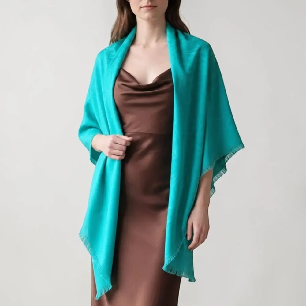 Vital Voices Turquoise Silk Wool Scarf